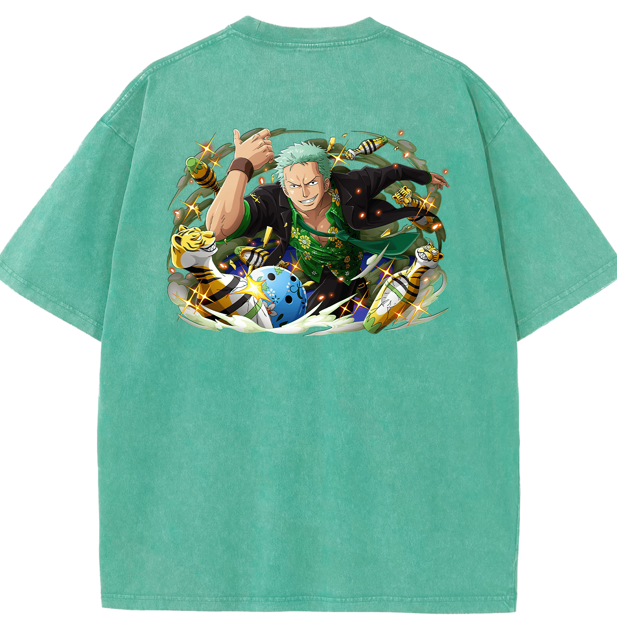 ワンピース ロロノア・ゾロ ONE PIECE Roronoa Zoro 綿100% ヴィンテージ風 半袖Tシャツ（背面プリント）